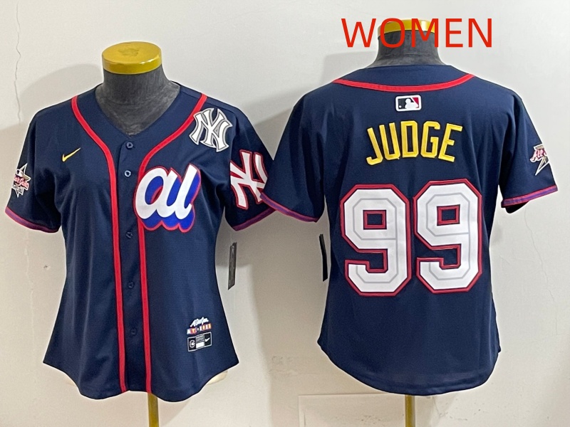 Women  2025 New York Yankees #99 Judge dark Blue All star Nike MLB Jersey style 002